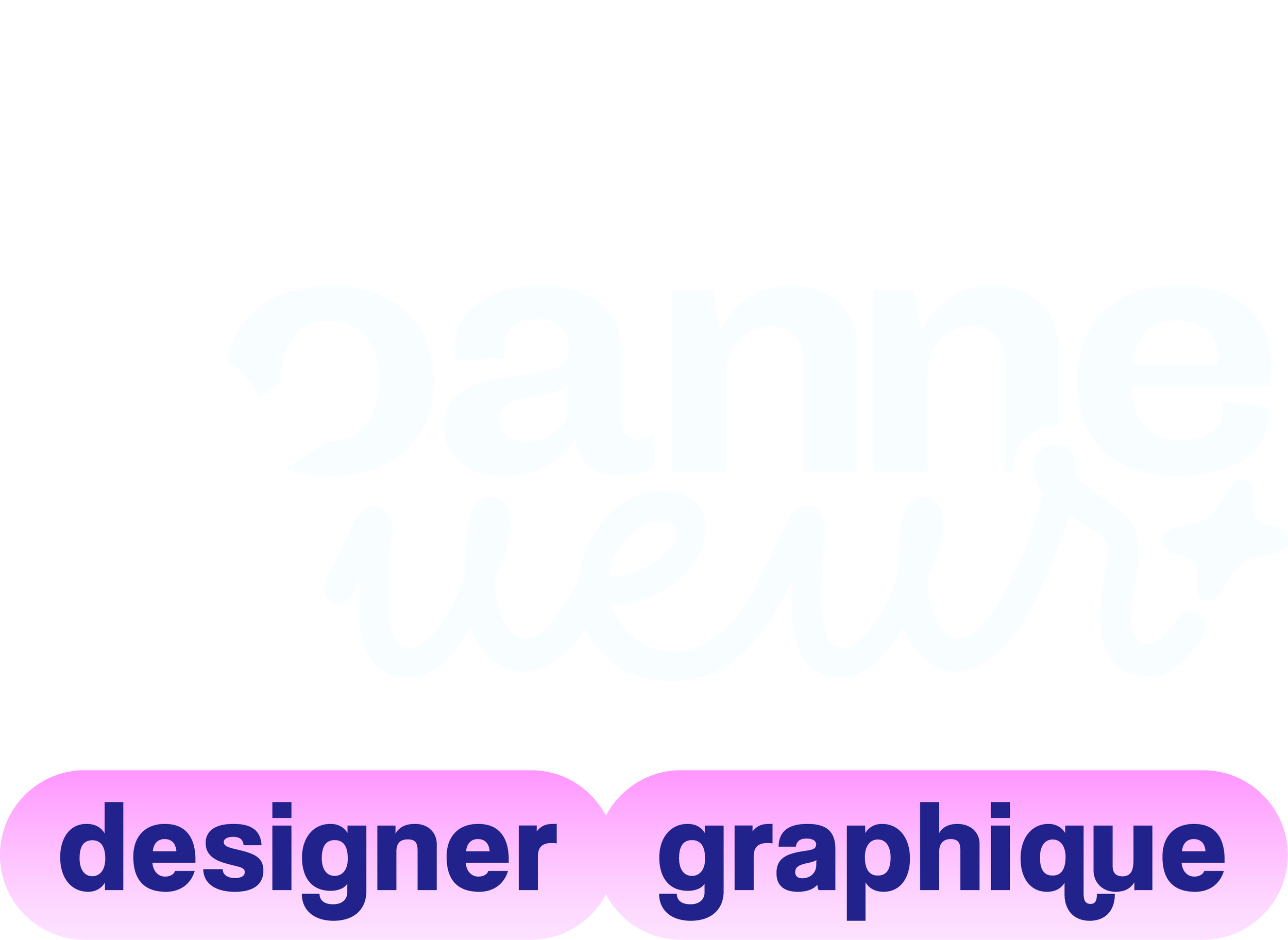 Logo avec texte en français: "Devenir designer graphique" sur fond blanc, avec une bordure violette