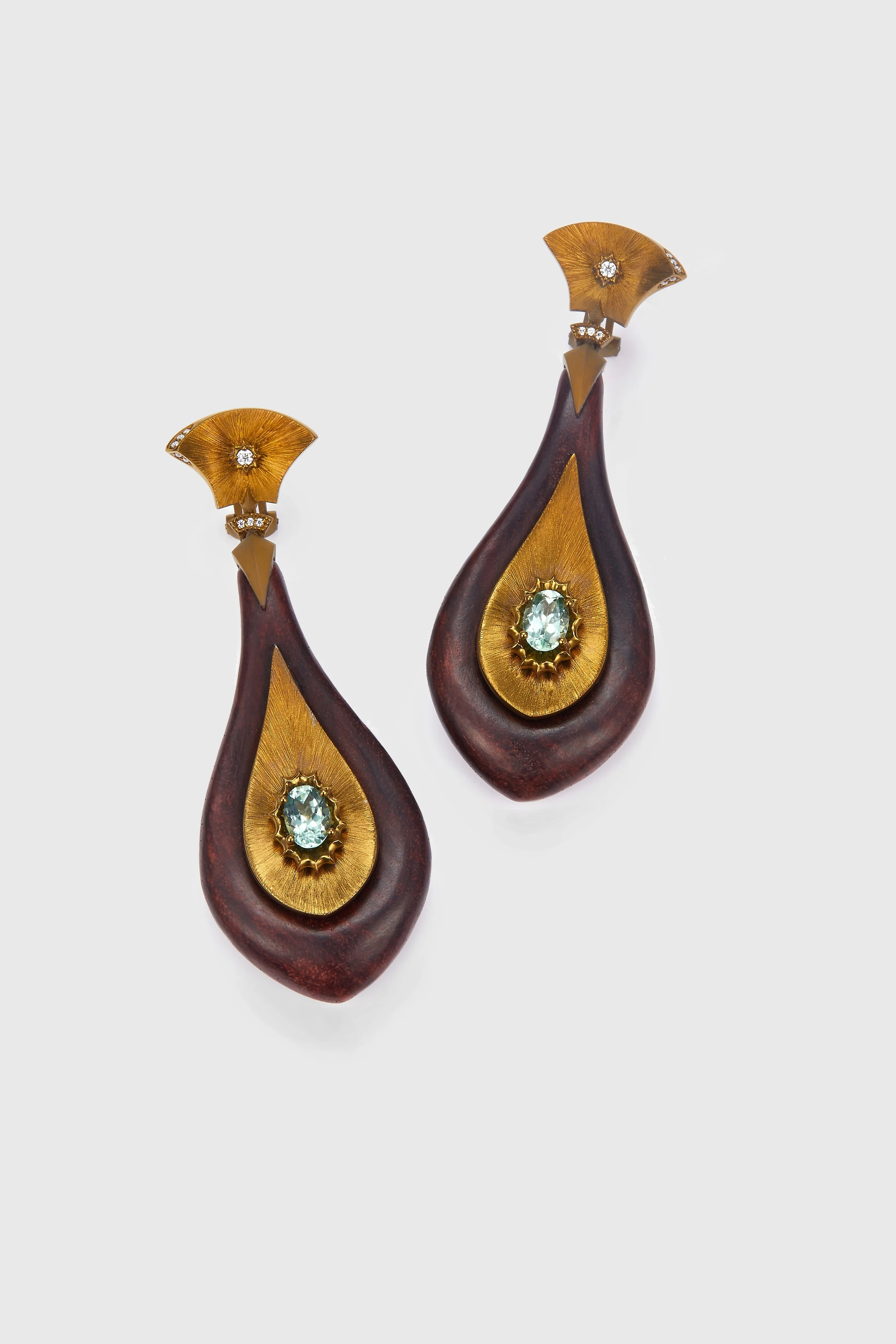 Teardrop Earrings in Black Walnut & 18K Gold