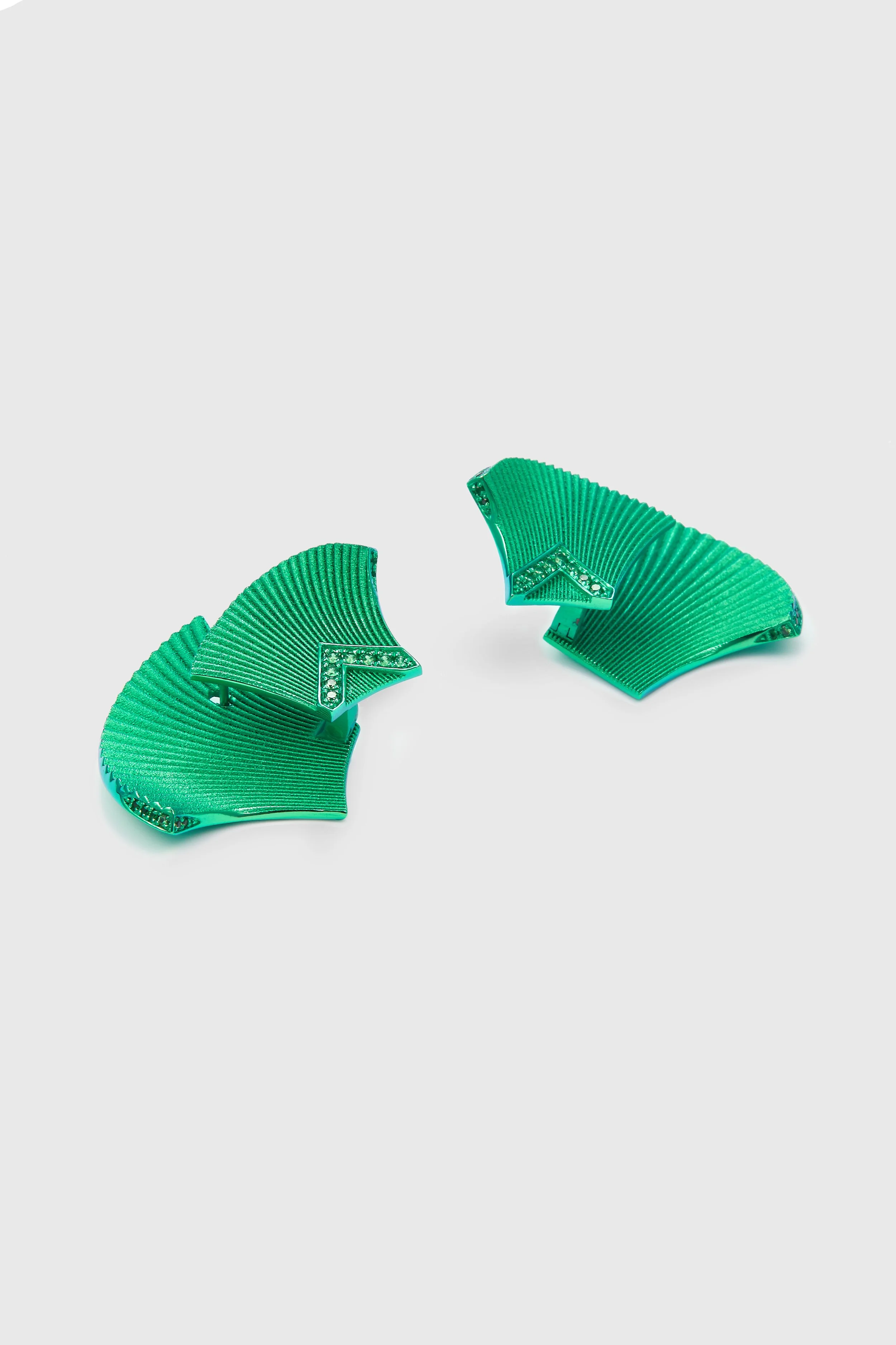 Green Fan Earrings