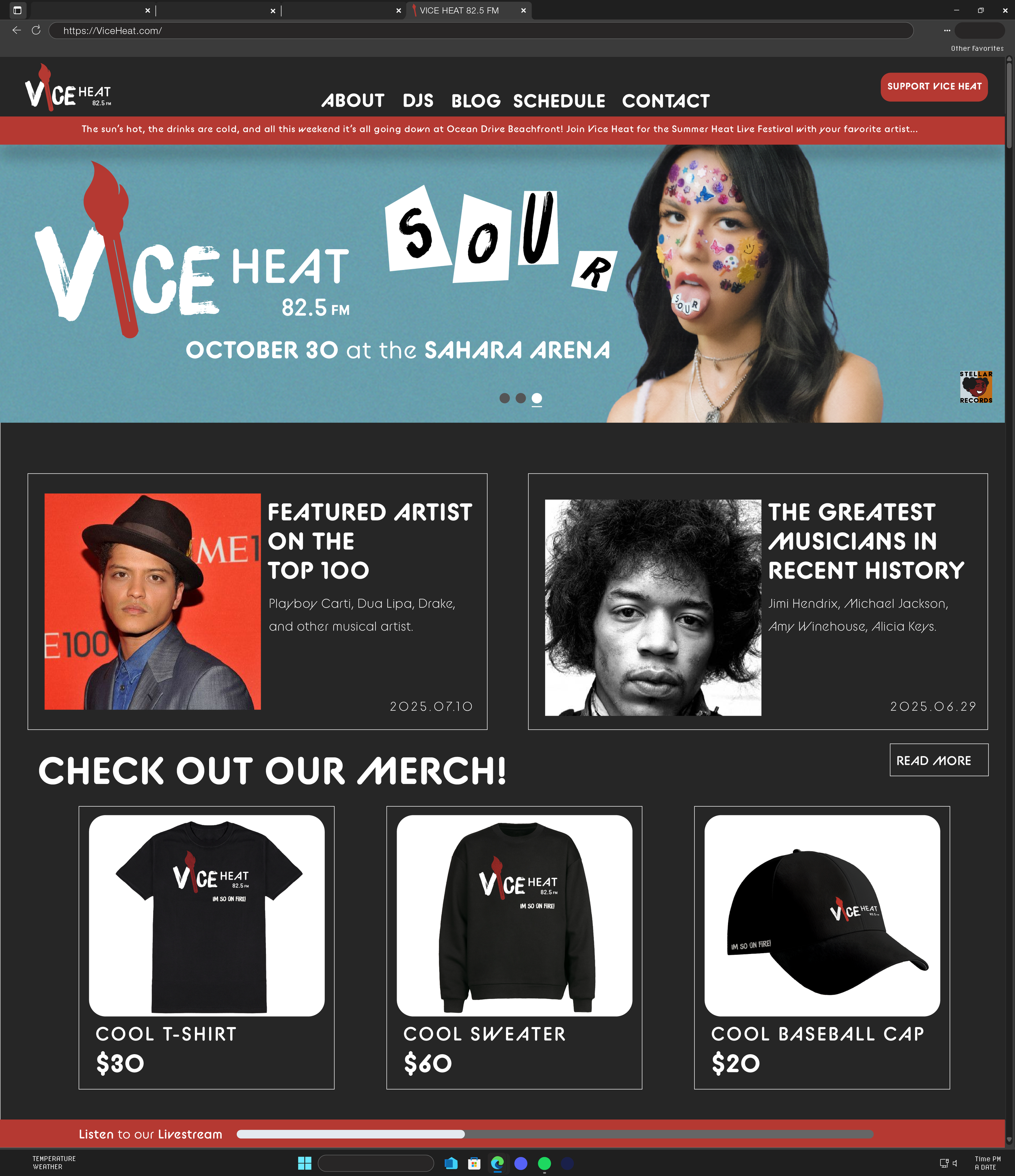 Vice Heat website Mockup, Home Page Design
