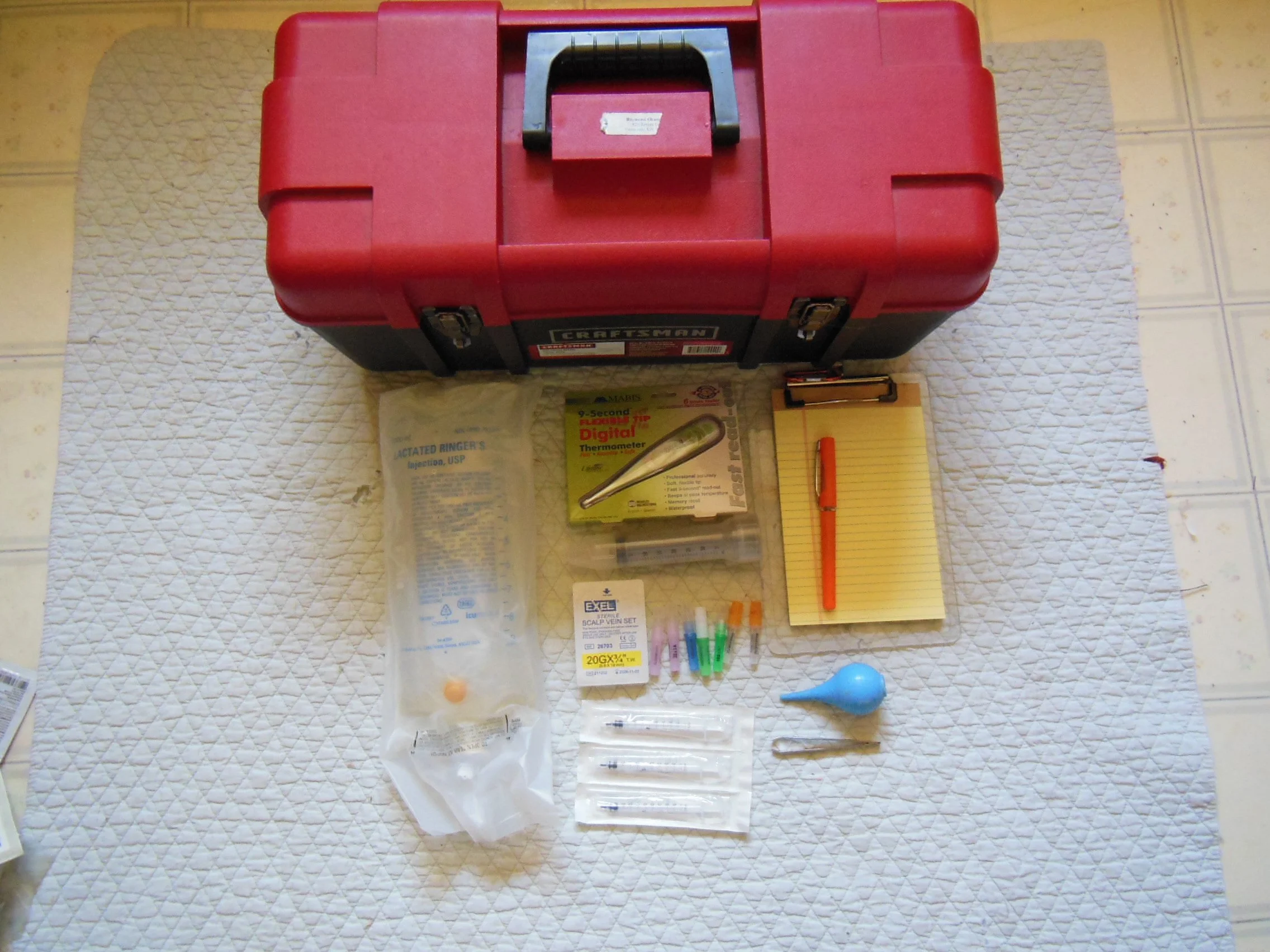 You can use a simple toolbox as your medical kit