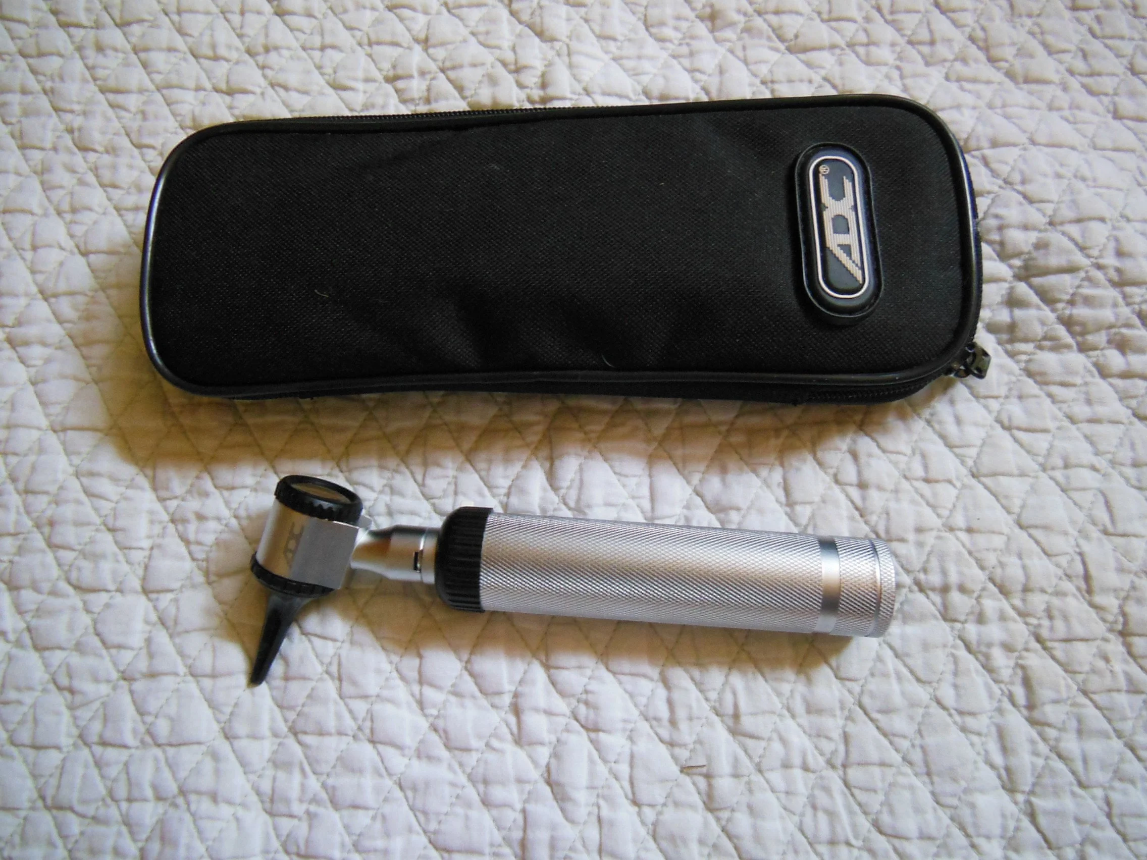 We have an otoscope, which we originally obtained because our Zora is prone to earwax buildup due to her being an older bunny. We were trained by our Exotic Rabbit DVM on how to properly use and clean the otoscope.