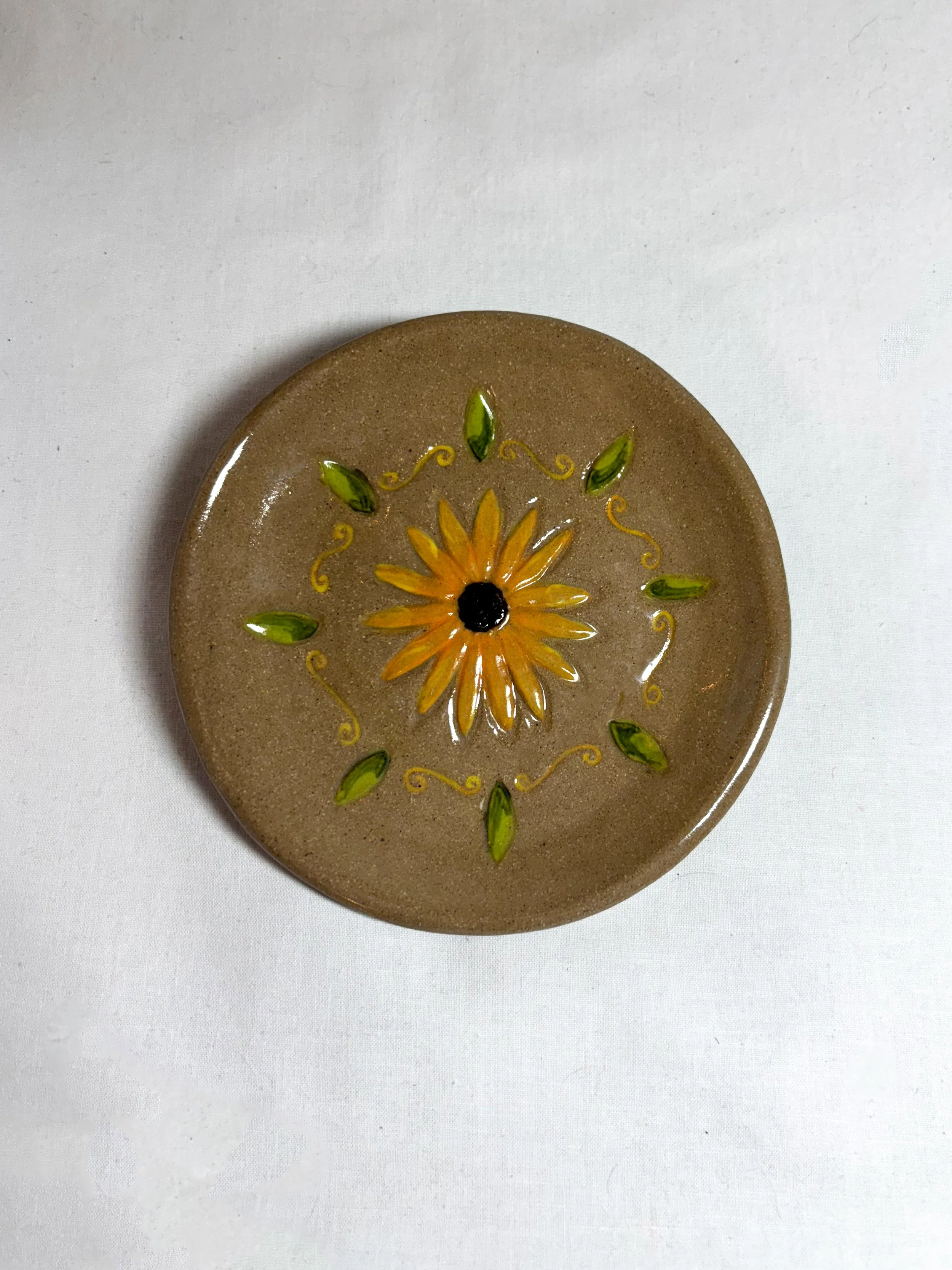 "Flower dish 3," 2025, stoneware, underglaze, glaze