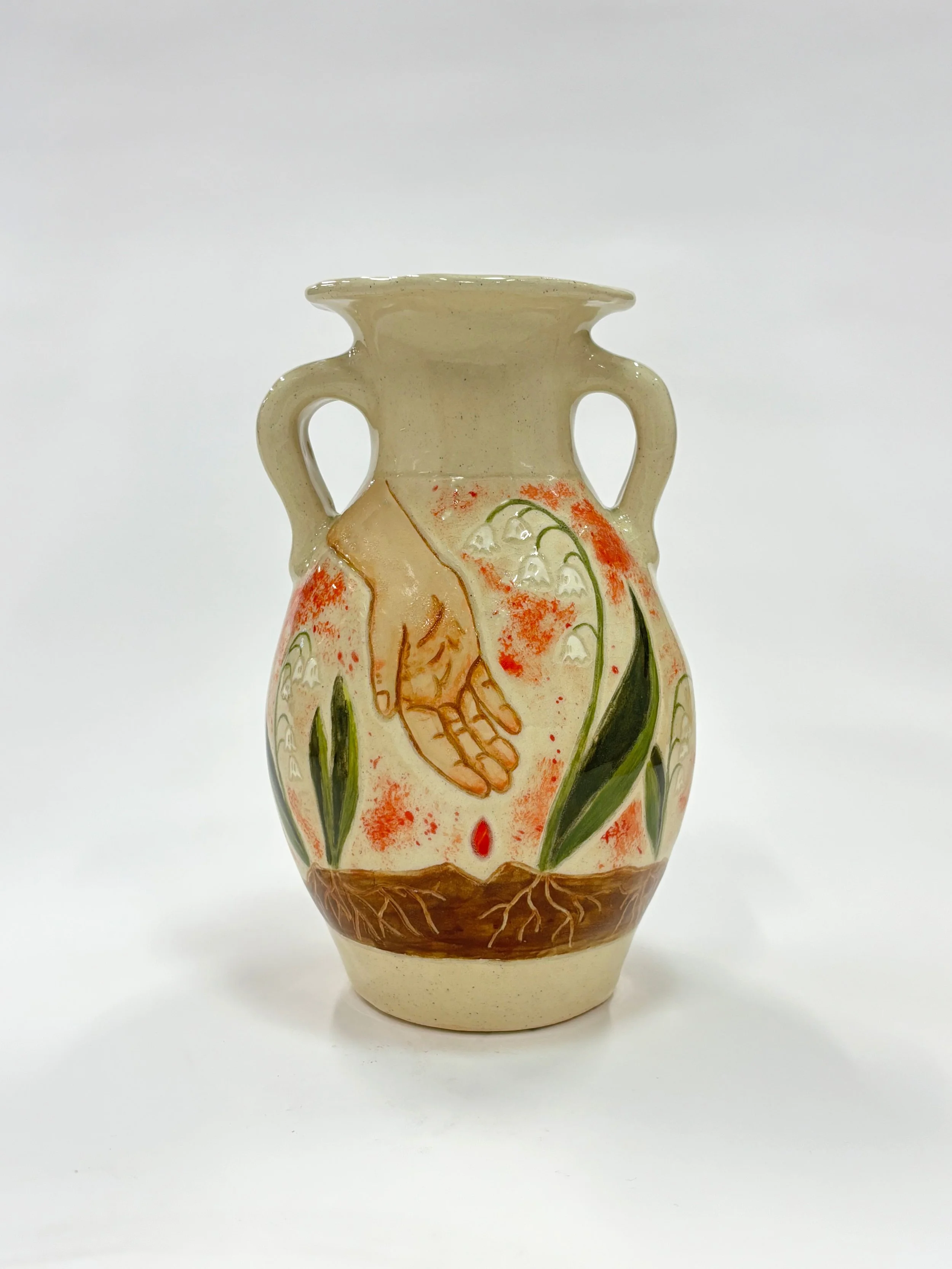 "Eve side 2," 2025,
stoneware, underglaze, glaze
8 x 4 ¾ x 4 ¾ in