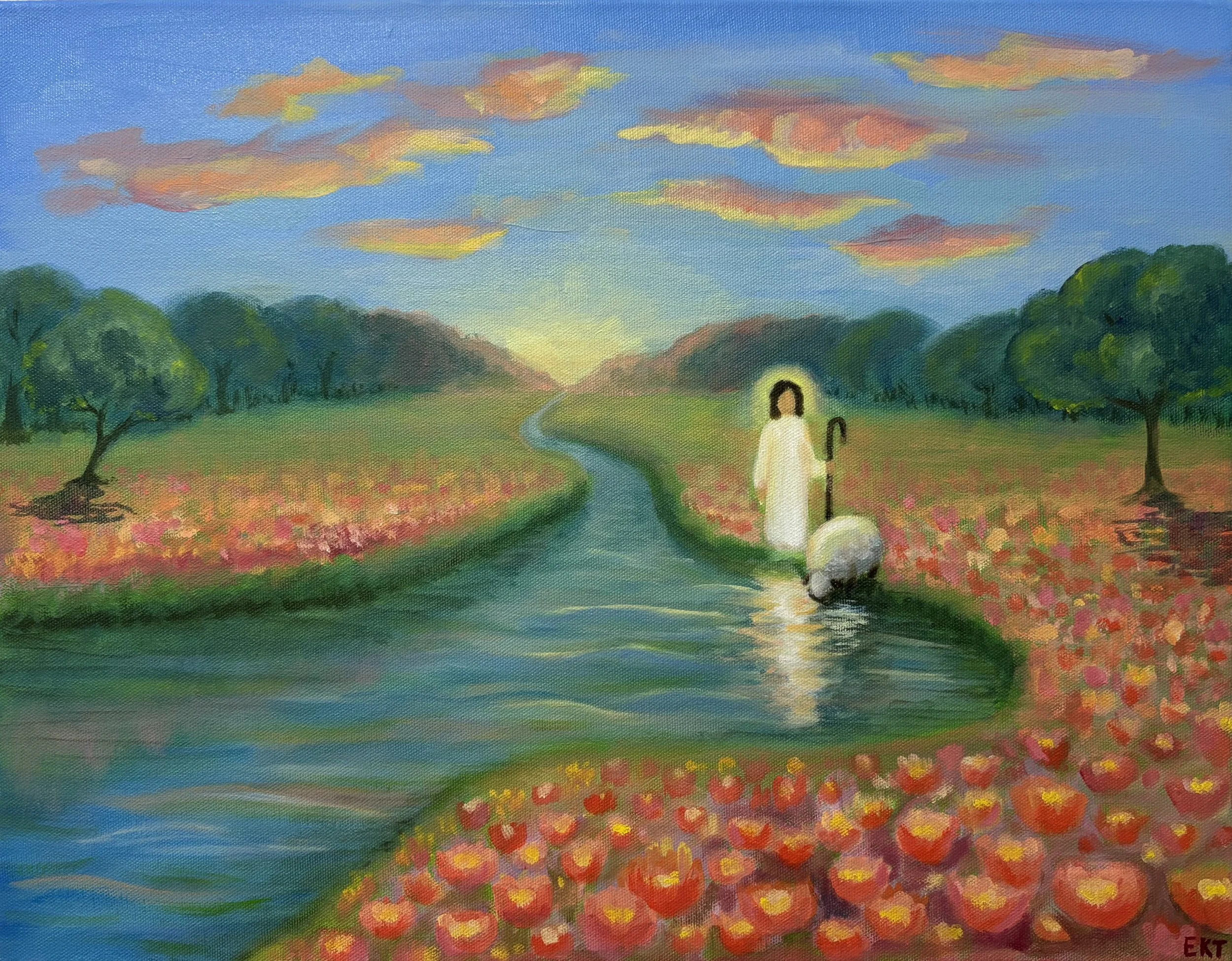 "The Good Shepherd," 2025, oil on canvas, 14 x 18 in.