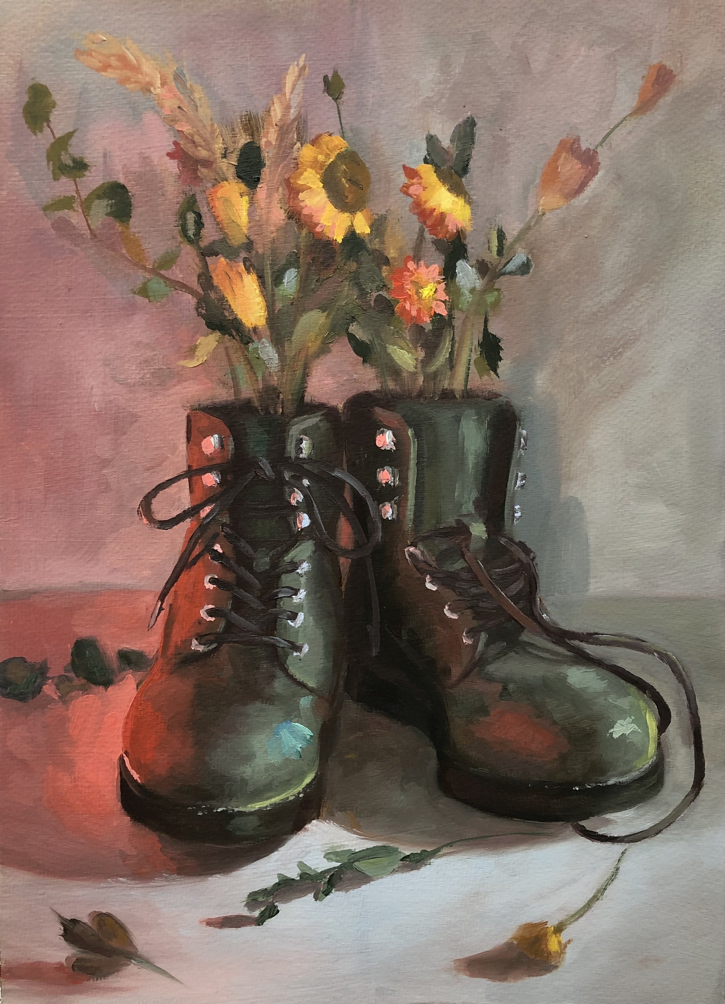 "Seeker," 2024, oil on paper, 15 x 10 1/2 in.