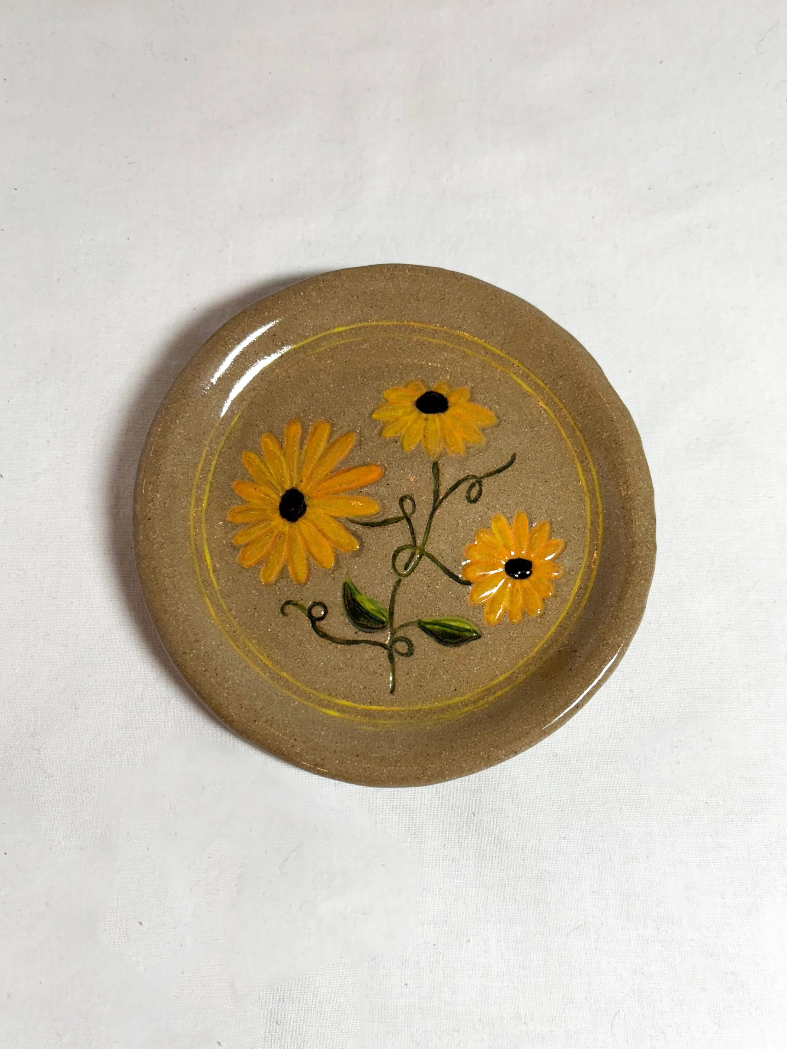 "Flower dish 2," 2025, stoneware, underglaze, glaze