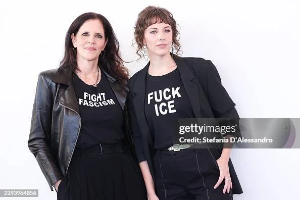 Rachel Lauren Mueller and Laura Poitras at the Venice Film Festival photocall