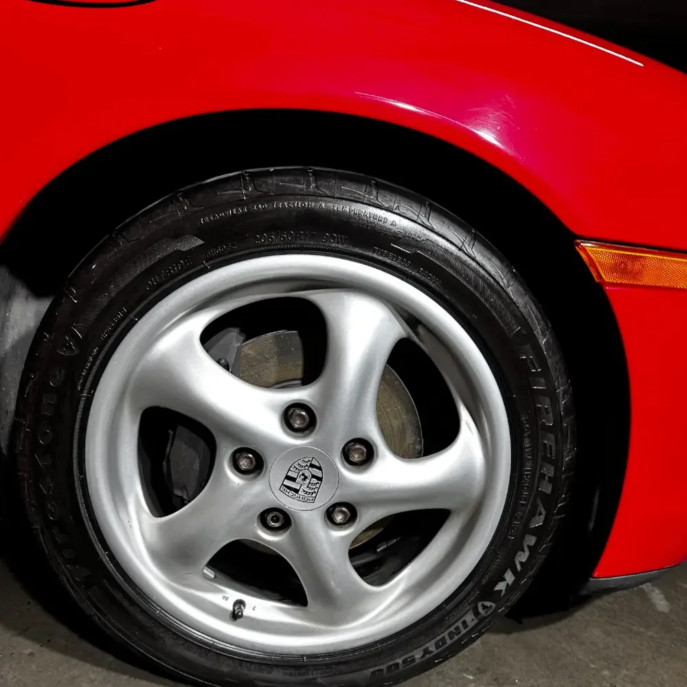 Close-up of a Porsche wheel