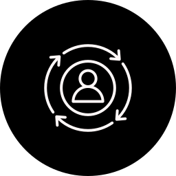Icon of a person surrounded by circular arrows, representing user refresh or update.