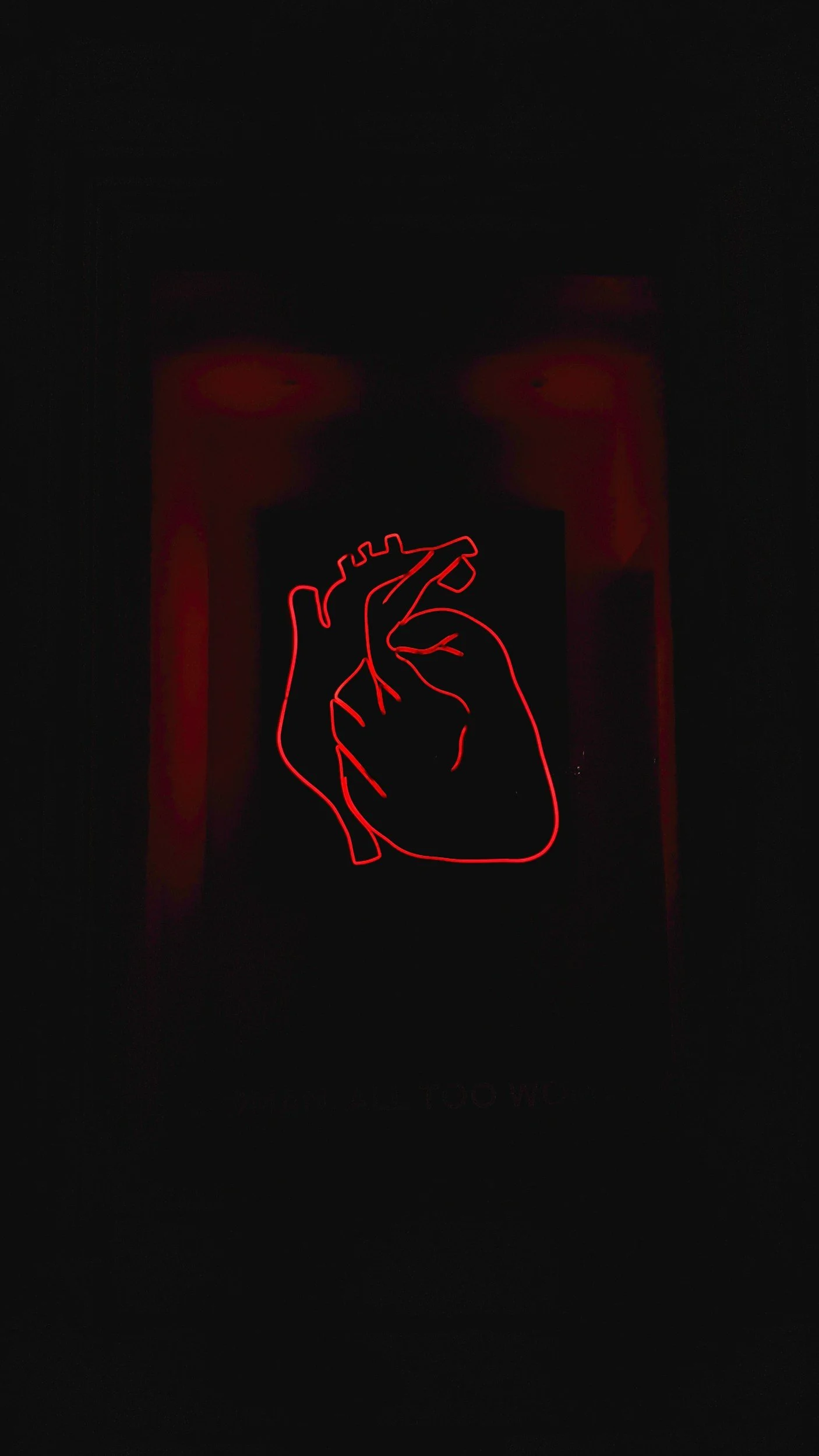 Close-up of a glowing, heart