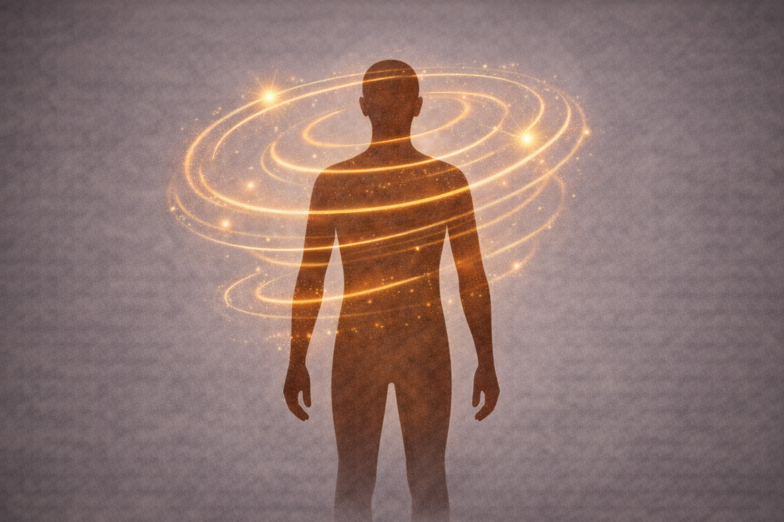 Image of man being surrounded by tornado like swirl