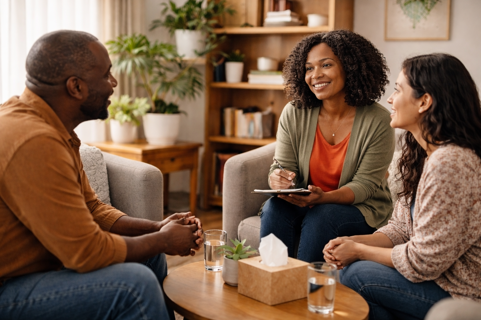 Counselor talking to couple about hereditary amyloidosis image