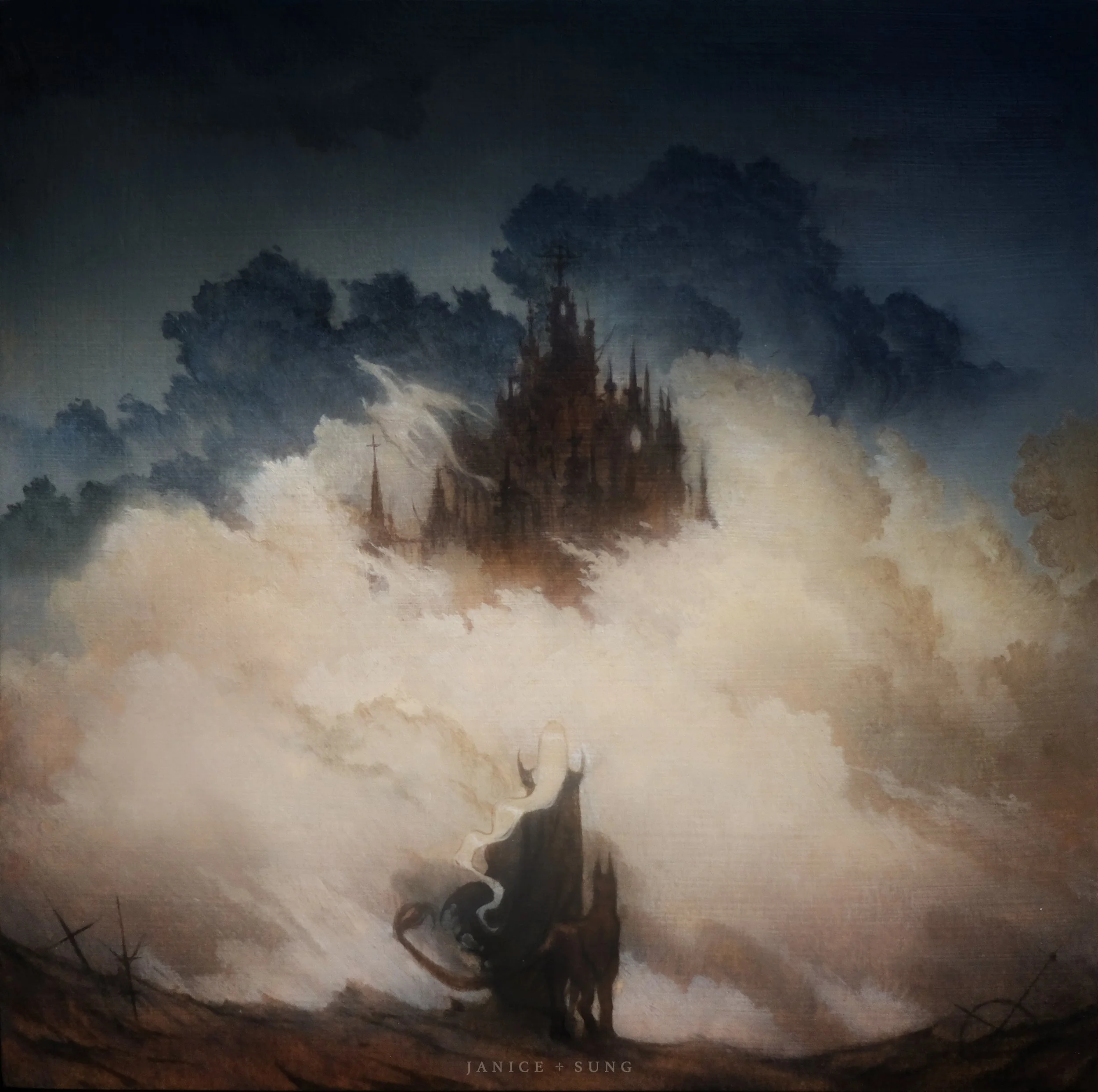 Fantasy oil painting by artist Janice Sung of a scene inspired by Final Fantasy