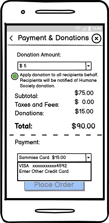 Sammie's Card Selected