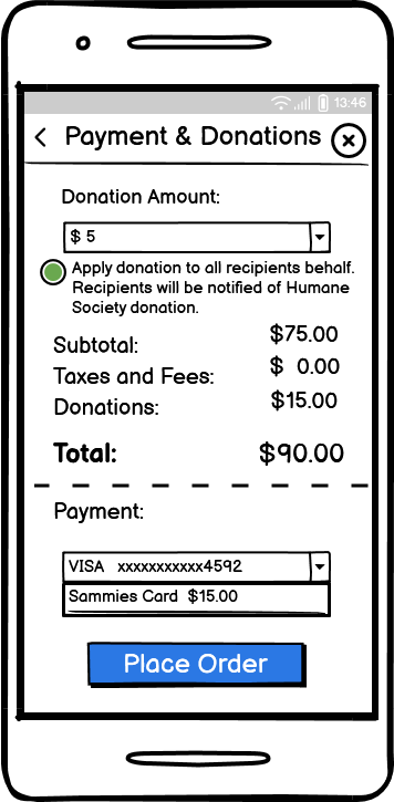 Visa Credit Card Selected as Well. Place Order