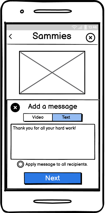 Message Typed In: "Thank you for all your hard work!"