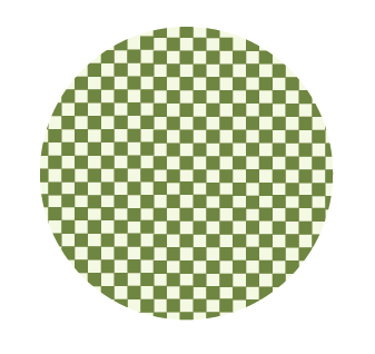 A sphere with a green and white checkered pattern.