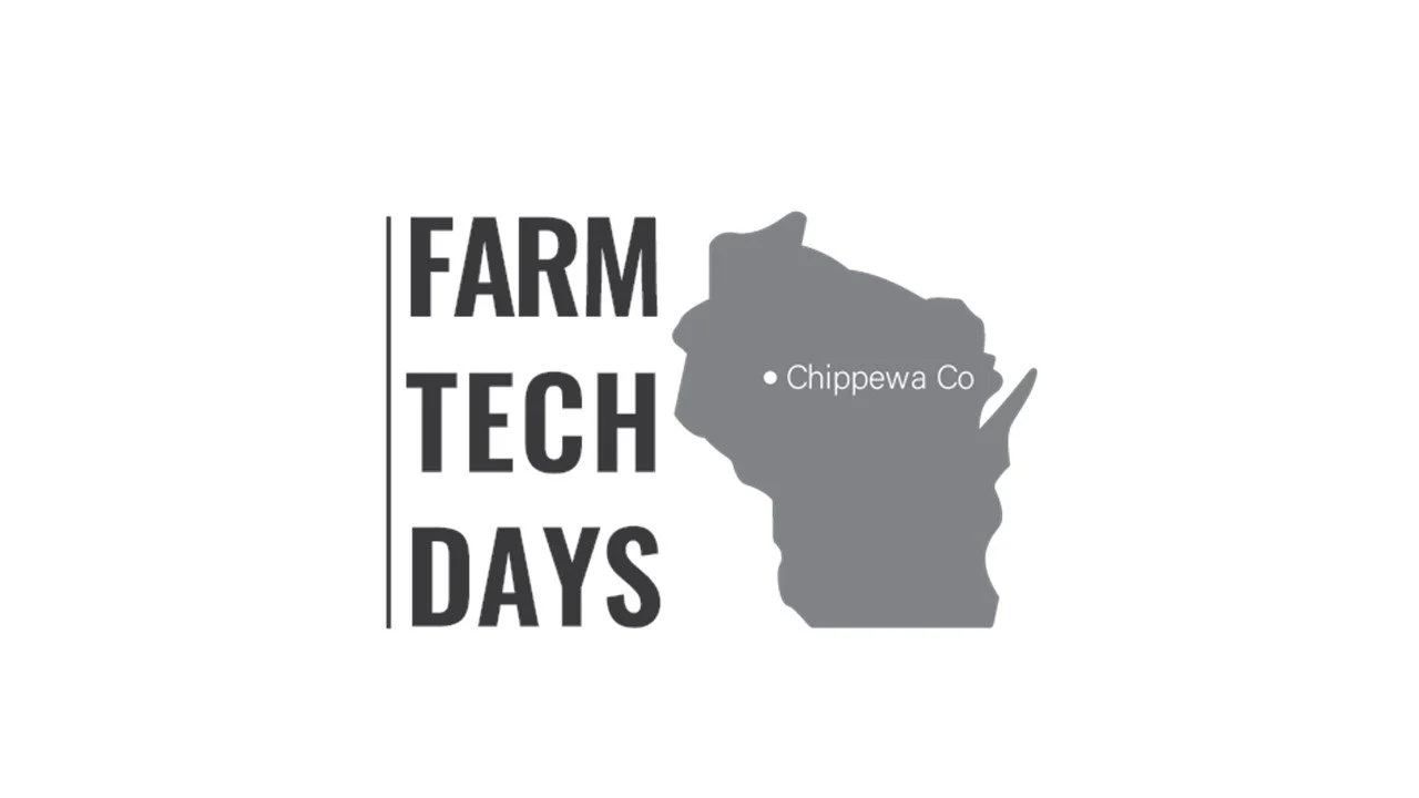 Logo for Farm Tech Days featuring a gray outline of Wisconsin with a dot marking Chippewa County and the event name in bold black letters.