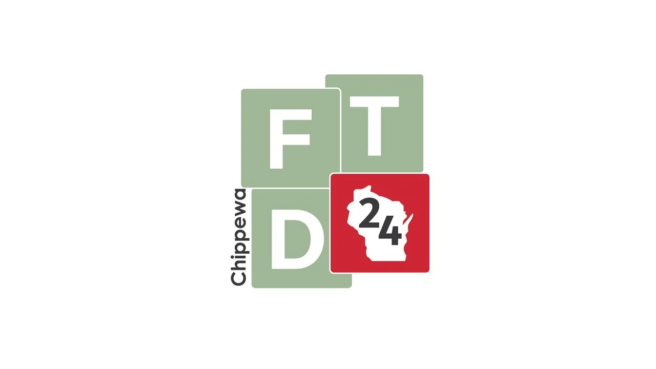 Logo with the letters F, T, D, and a red square with Wisconsin outline and '24' inside, along with 'Chippewa' and 'Freeway' text.