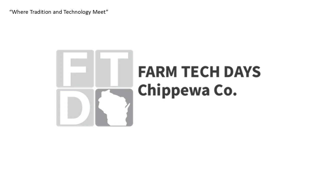 Logo for Farm Tech Days Chippewa County featuring the letters F T D and a map of Wisconsin.
