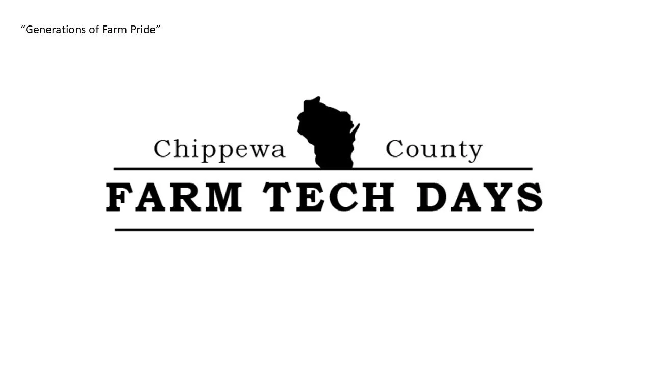 Logo for Chippewa County Farm Tech Days with a silhouette of Wisconsin in the center and text indicating 'Generations of Farm Pride'.