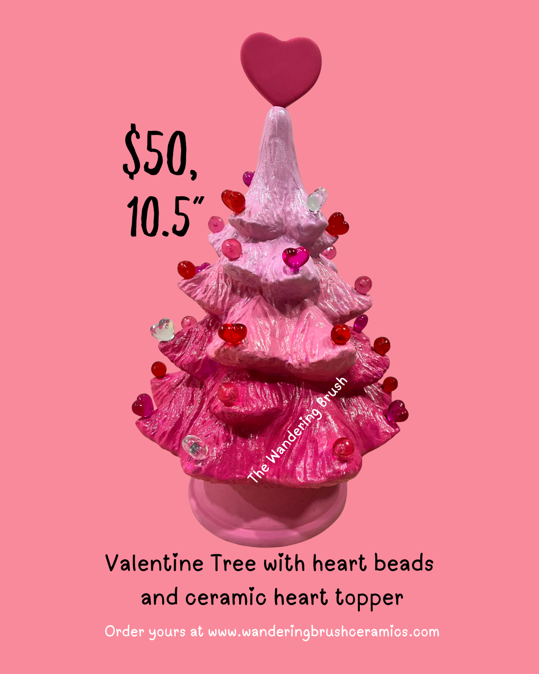 Valentine Tree w/ Heart Lights and Topper