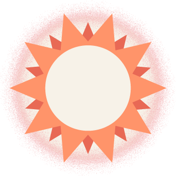 Geometric illustration of a brightly shining sun