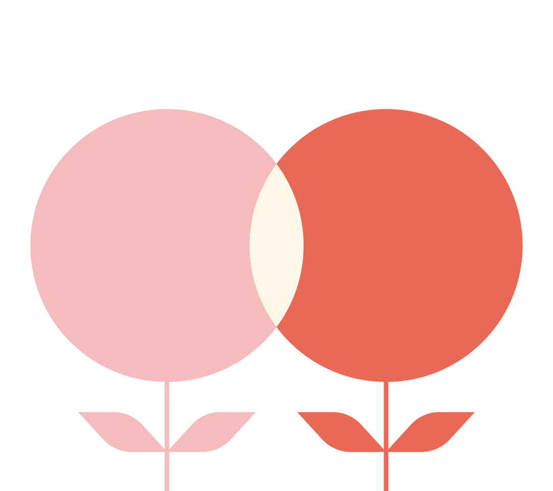 Geometric illustration of two flowers overlapping