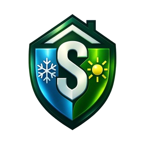 A colorful shield logo divided into two halves with a white letter 'S' in the center. The left side features a blue background with a snowflake, representing cold weather. The right side has a green background with a sun, representing warm weather.