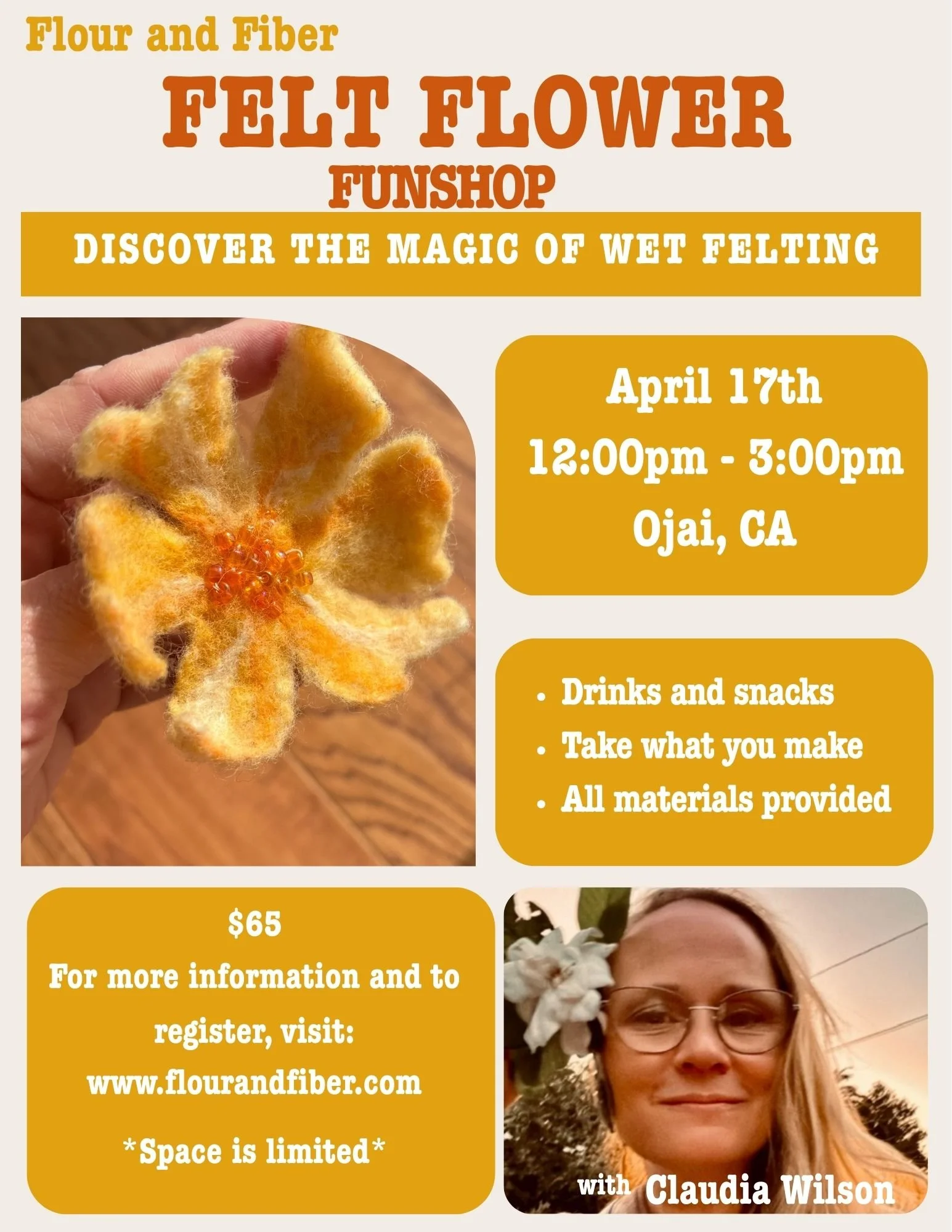 Felt Flower Funshop: Experience the magic of wet felting! April 17th