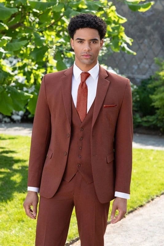 Pure Silk Fabrics Rust Suit