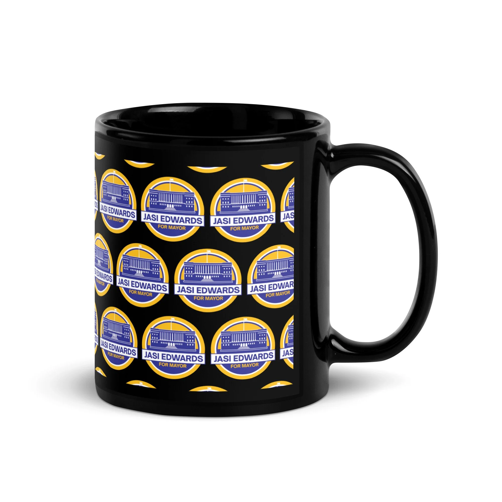 Jasi Edwards for Mayor Black Pattern Glossy Mug