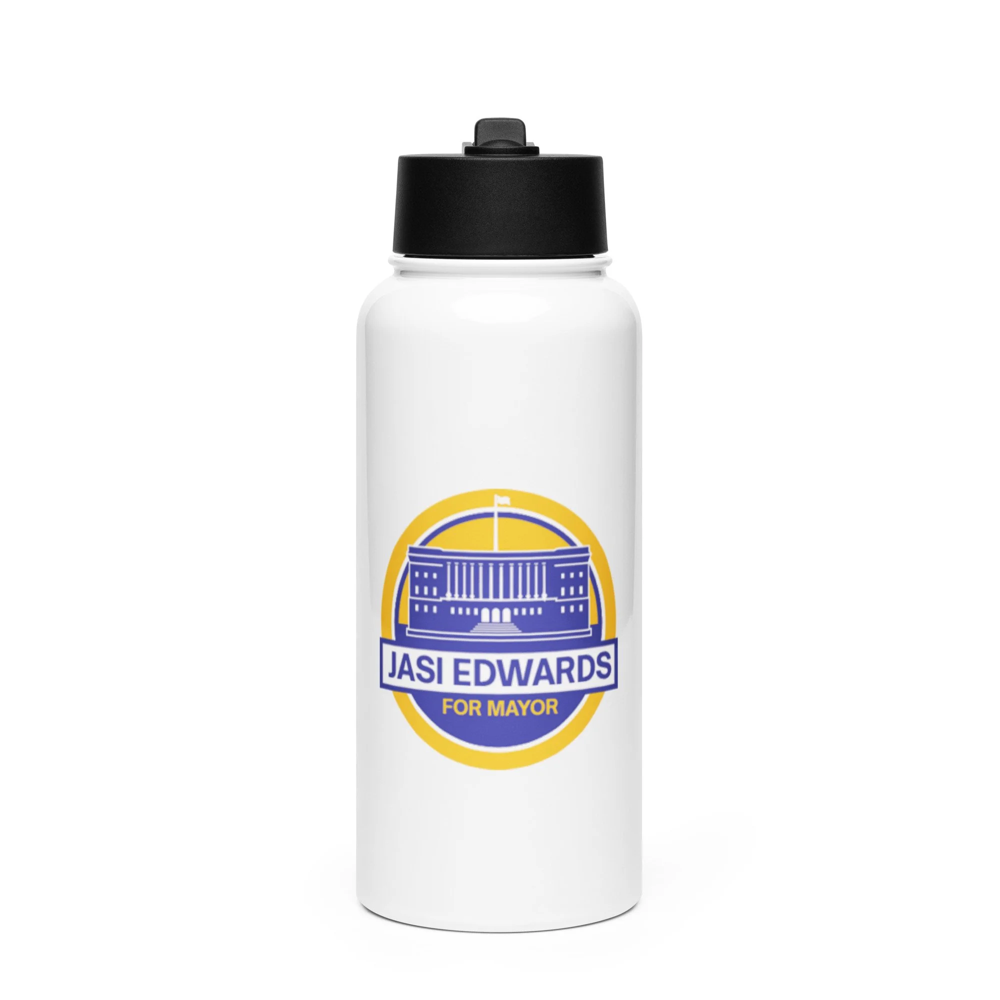 Jasi Edwards for Mayor Stainless Steel Water Bottle with a Straw Lid