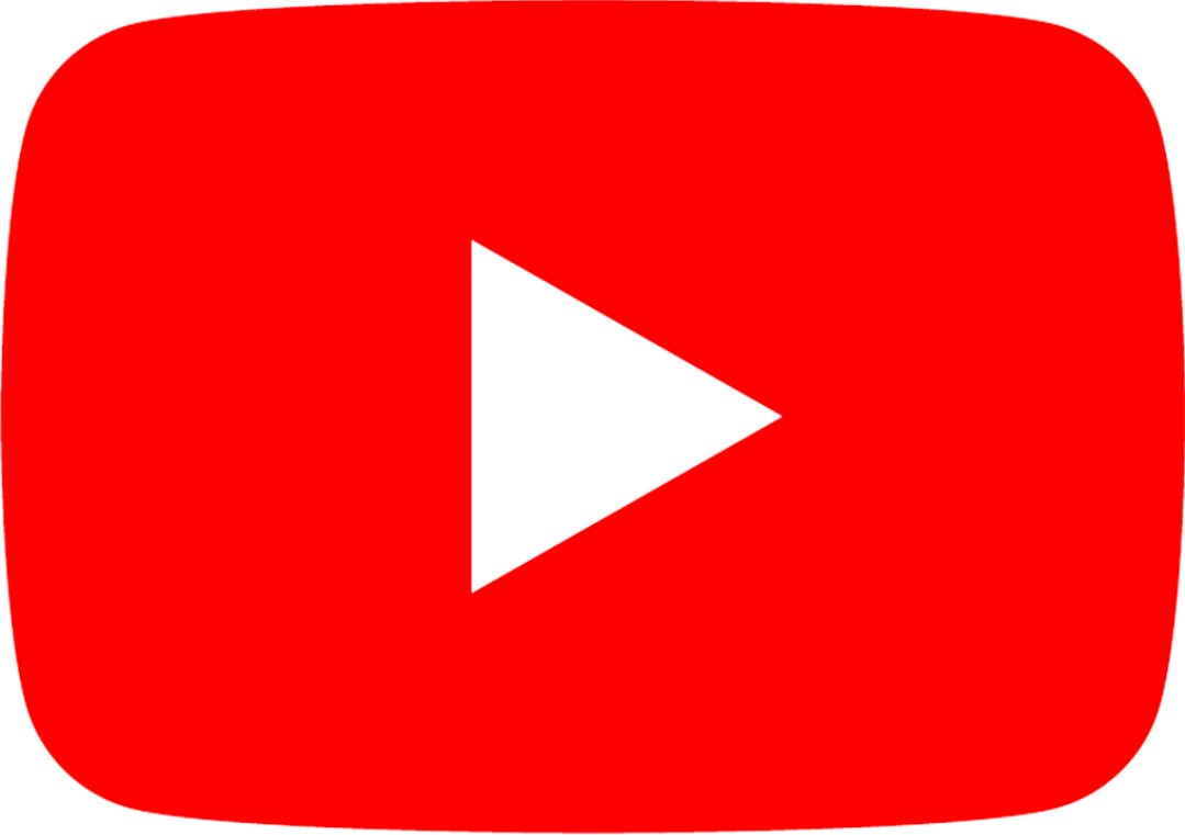 The image shows the YouTube logo — a red rounded rectangle with a white play button in the center.
