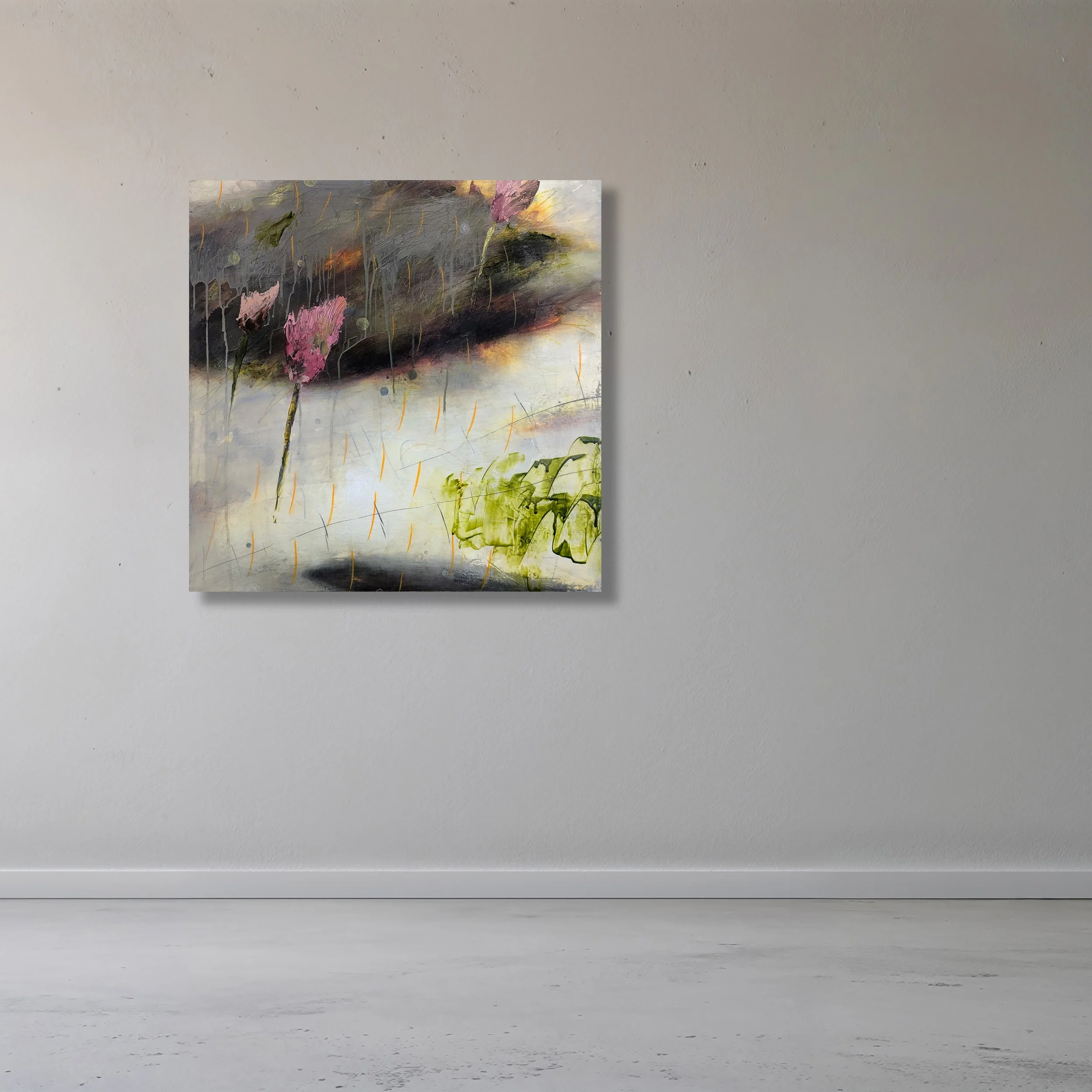 TRACKS

 

 Acrylic, charcoal, pencil, crayon, paper on panel 24" X 24" SOLD