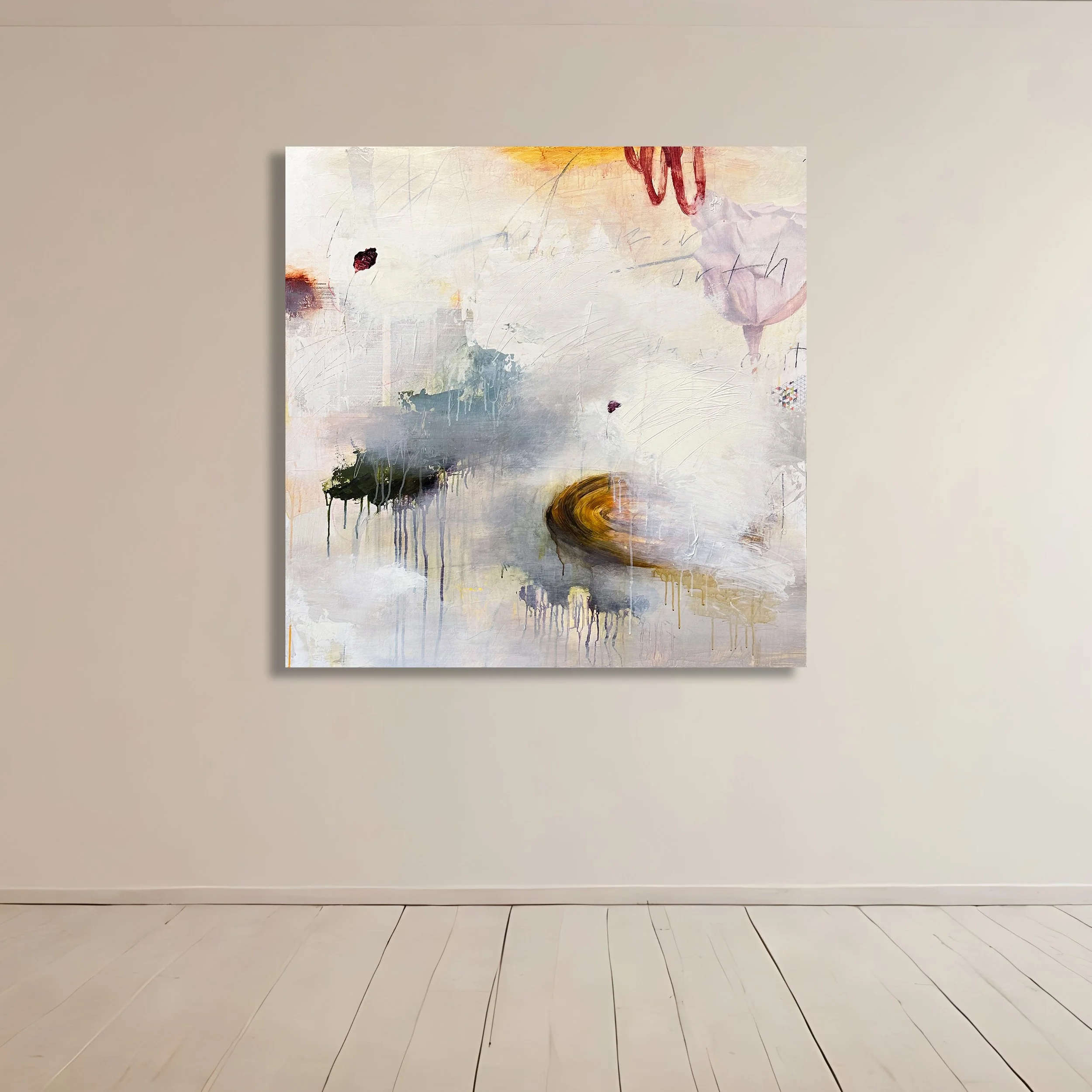 ROOTING

 

 Acrylic, charcoal, pencil, crayon, paper on panel 40" X 40" SOLD