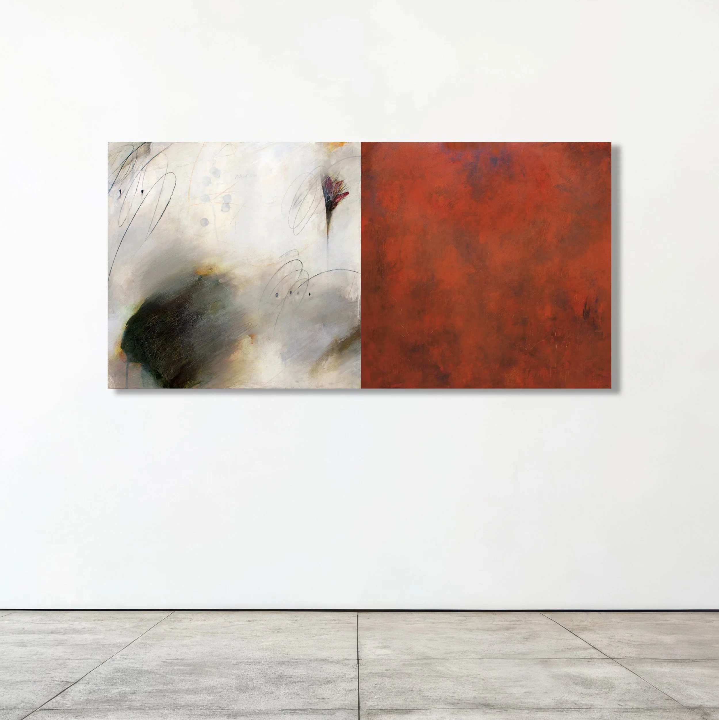 WITHIN

 

 Acrylic, charcoal, pencil, crayon, paper on panel 24" x 48" Diptych  Available  
