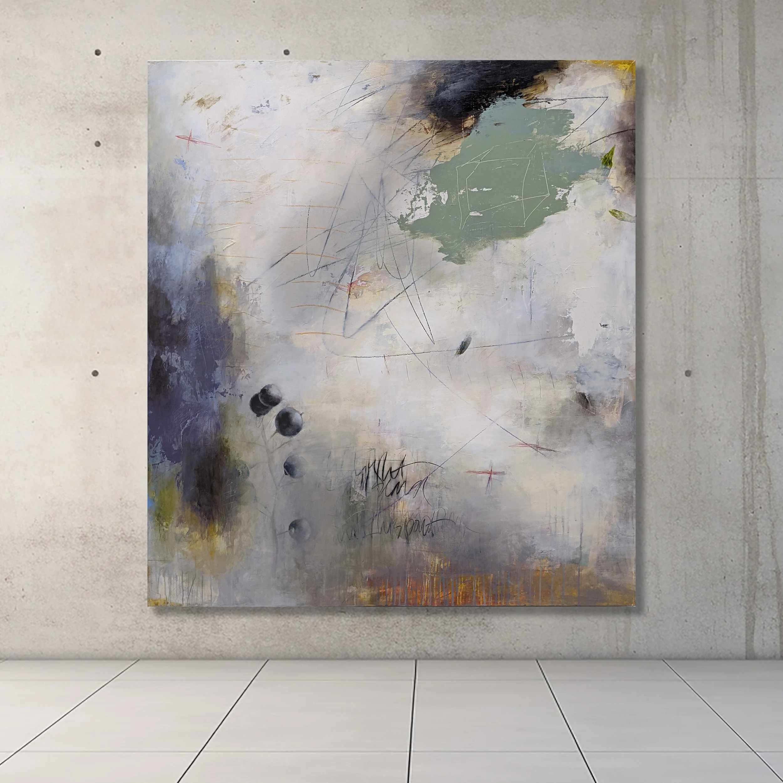 LONGING

 

 Acrylic, charcoal, pencil, crayon, paper on panel 60" x 54" SOLD