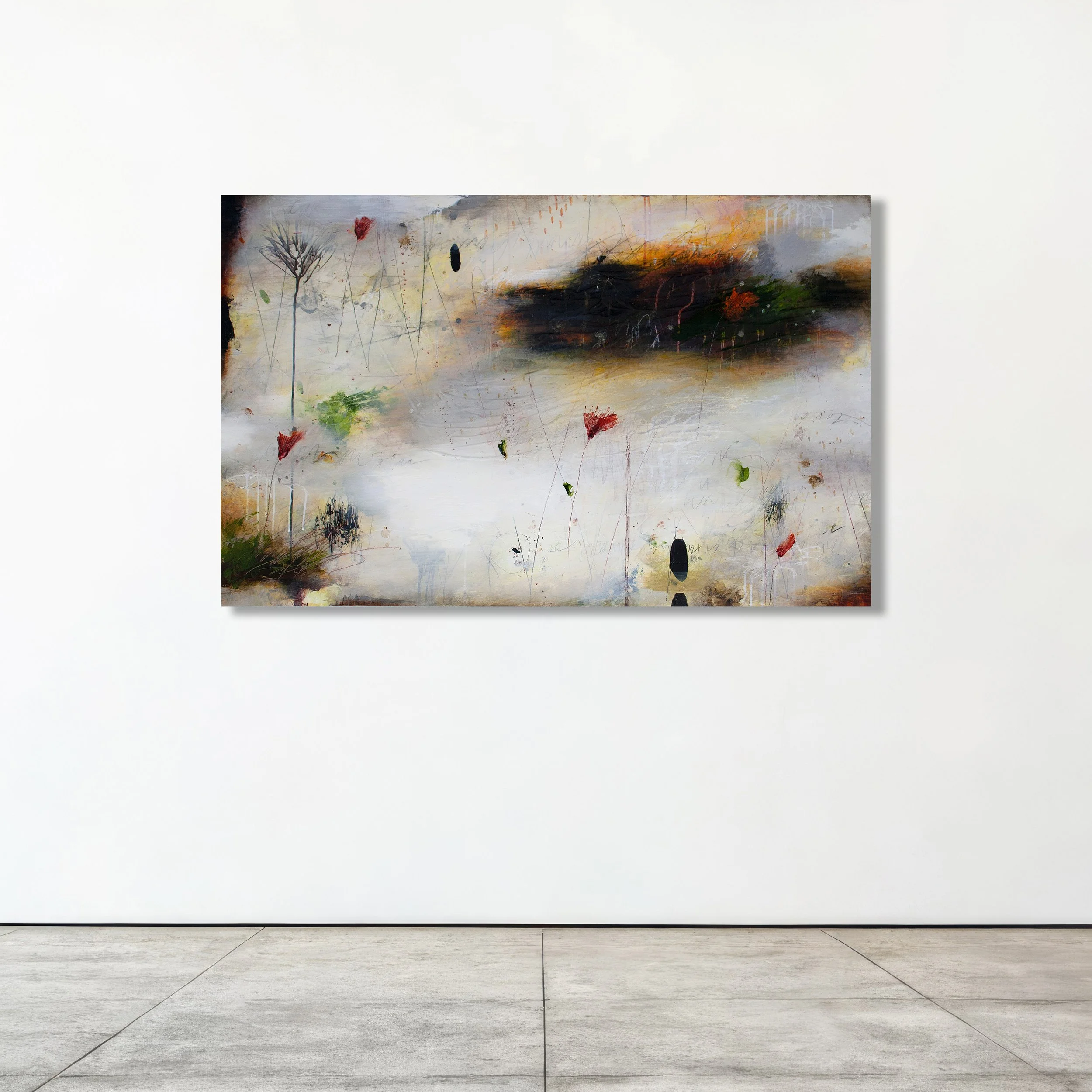 ENTITIES

 

 Acrylic, charcoal, pencil, crayon, paper on panel 30" x 48" SOLD