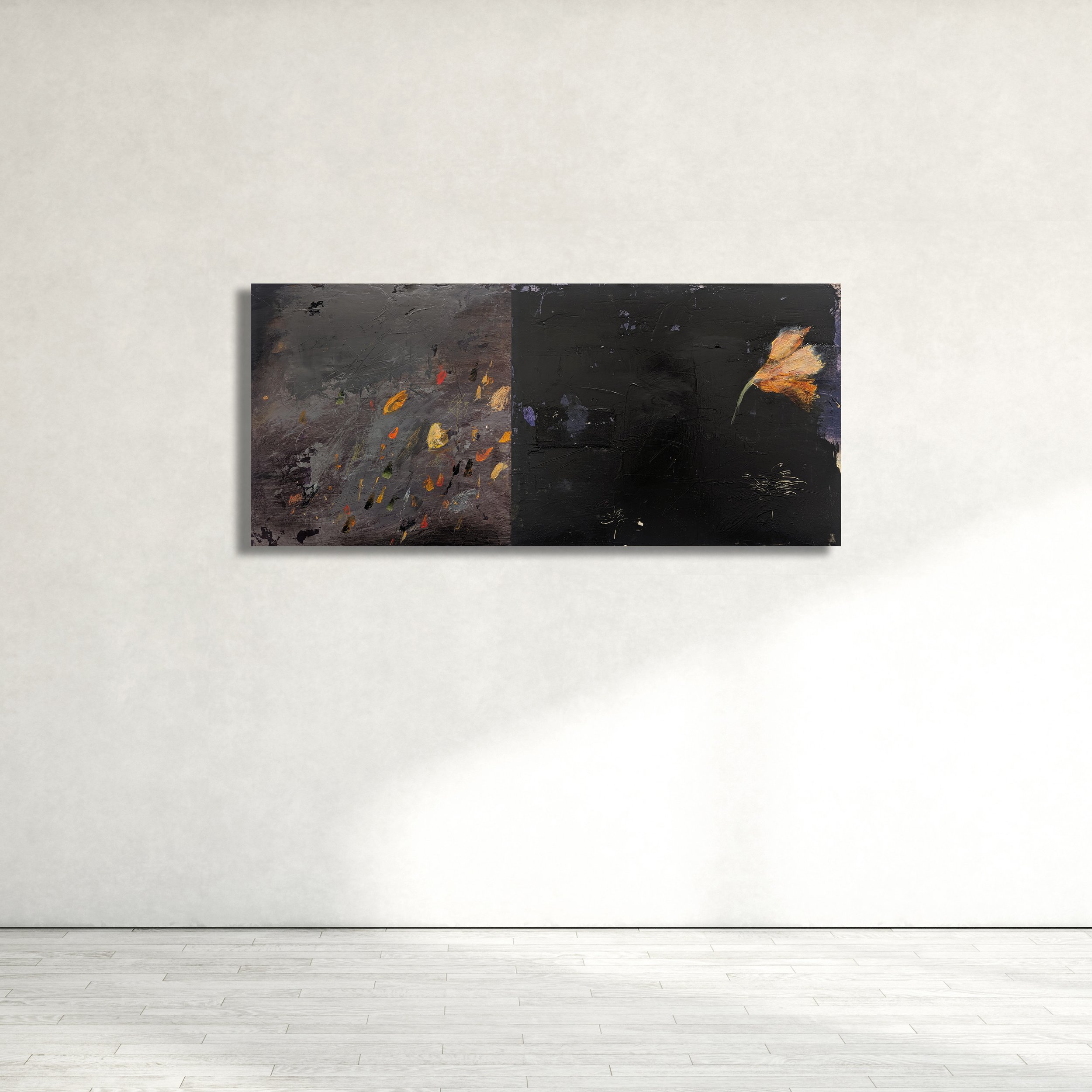 EN ROUTE

 

 Acrylic, charcoal, pencil, crayon, paper on panel 16" x 36"  Available  