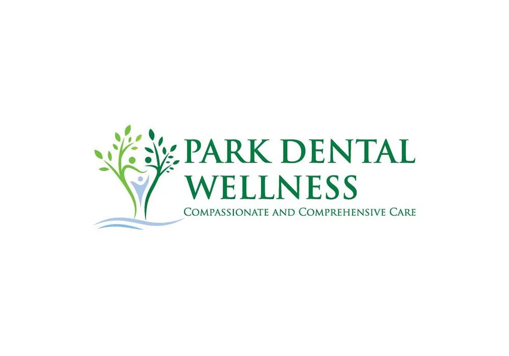 Logo for Park Dental Wellness with green and blue design featuring a person and trees
