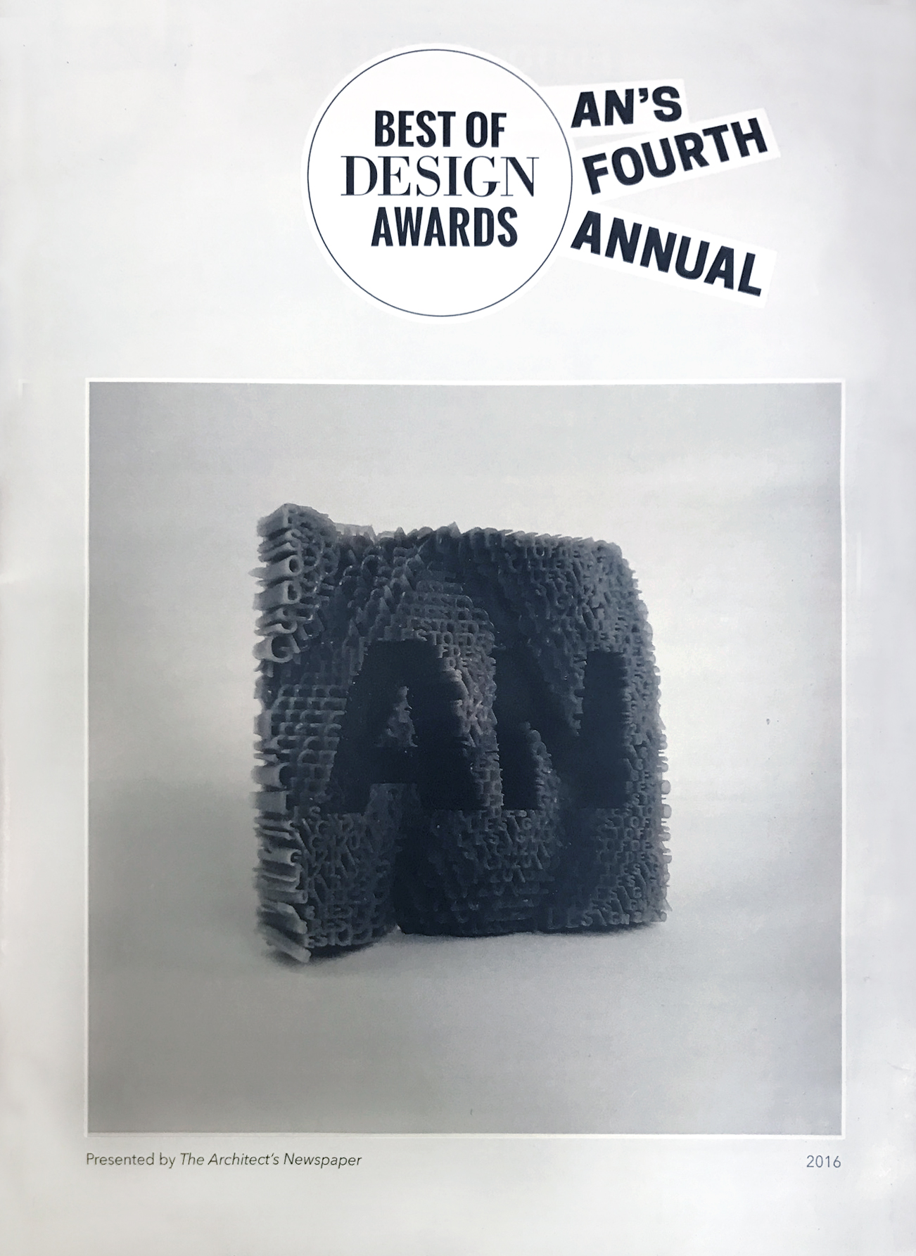 The Architect’s Newspaper, Issue 7 supplement, December 7, 2016. “Best of Design Awards.” William Menking, ed. p. 16