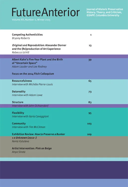 Future Anterior, Vol. 12, Number 2, Winter 2015. “Artist Intervention: Pink on Beige,” p. 116-121