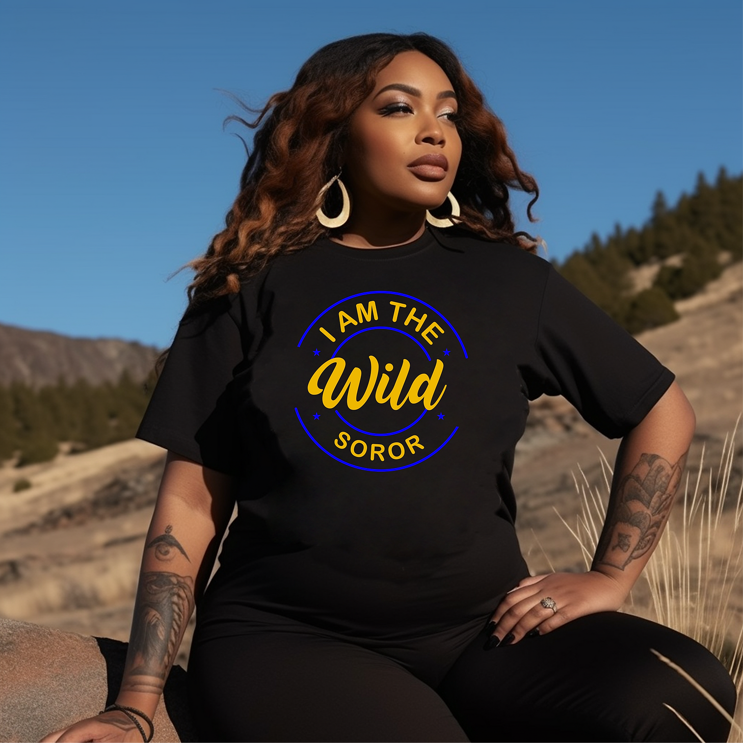 The Wild Soror Black Shirt (Royal & Gold)