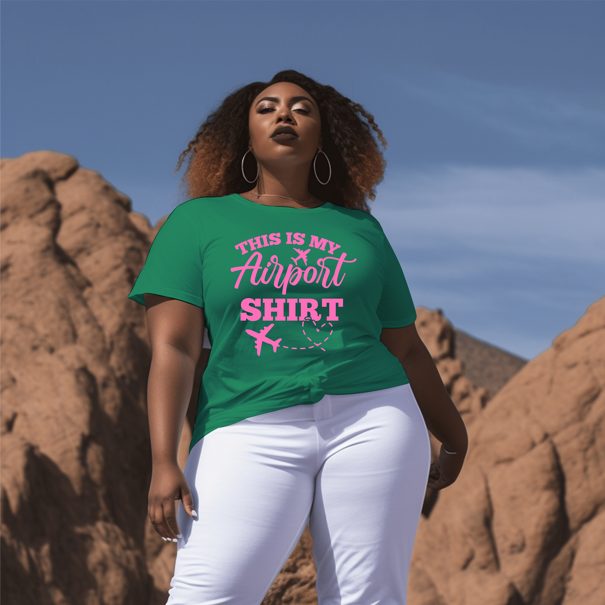 This is my Airport Shirt (Green & Pink) Unisex