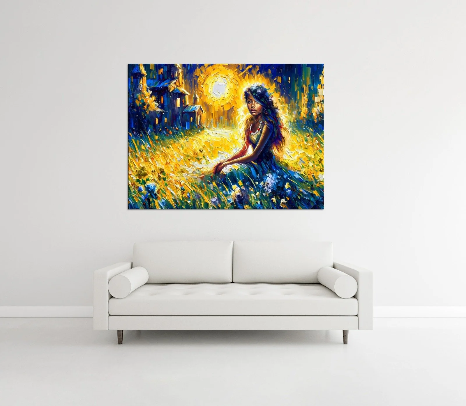 Pretty in the Park Royal & Gold Canvas Artwork