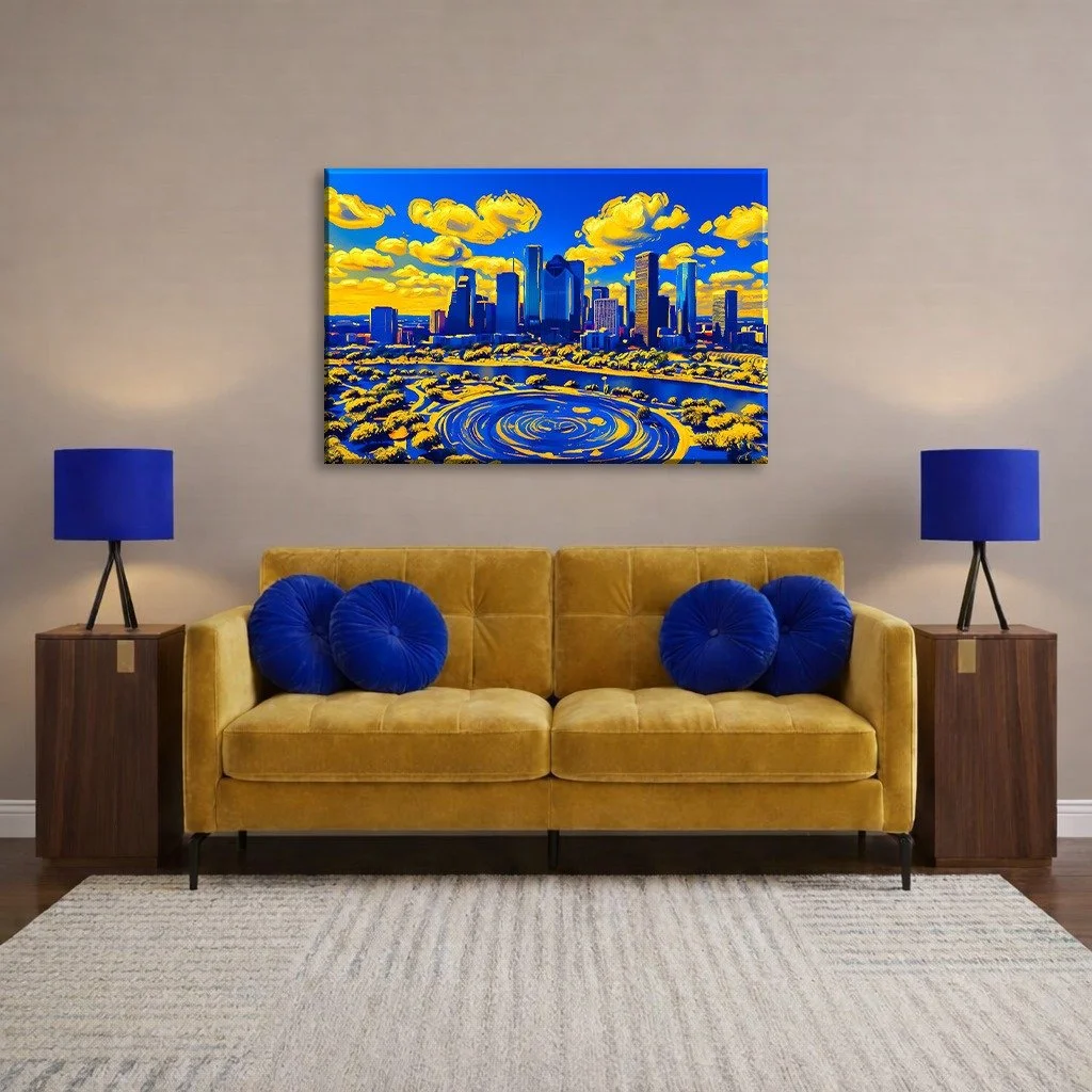 Houston Royal & Gold Canvas Artwork (4 Size Options)