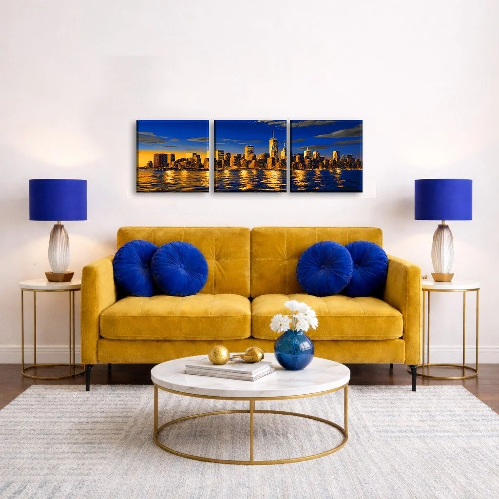 New York Skyline Royal & Gold Canvas Artwork (4 Size Options)