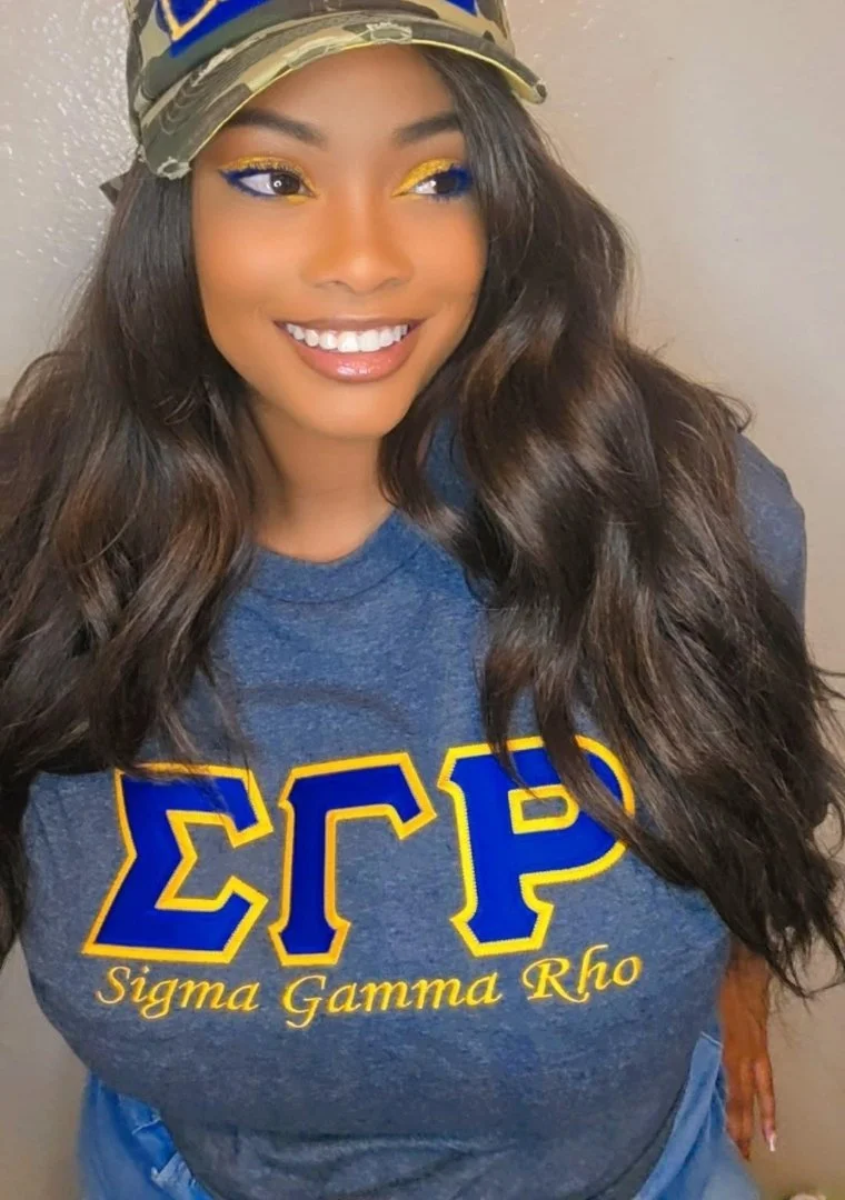 Ladies fit Embroidered letters shirts.